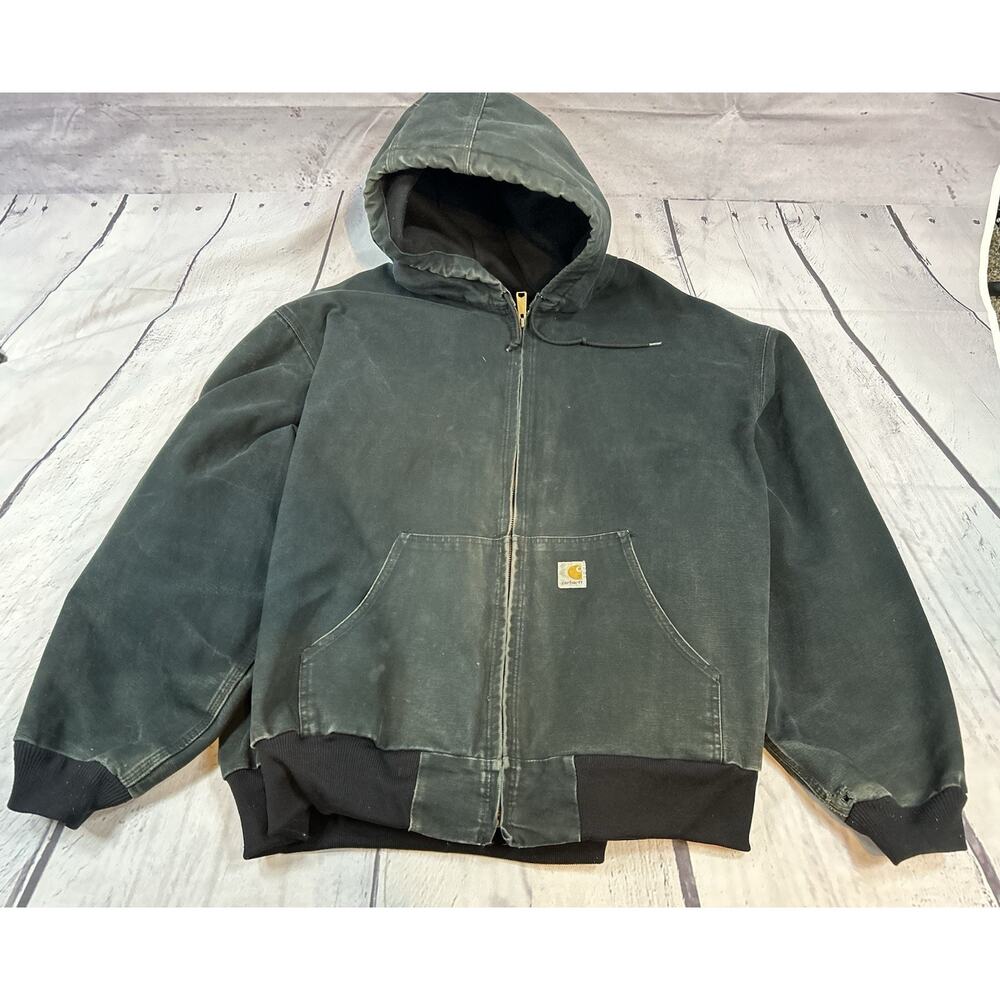 Carhartt J131 Vintage Black Hooded Workwear Jacket Mens 4XL Early 2000s 14806